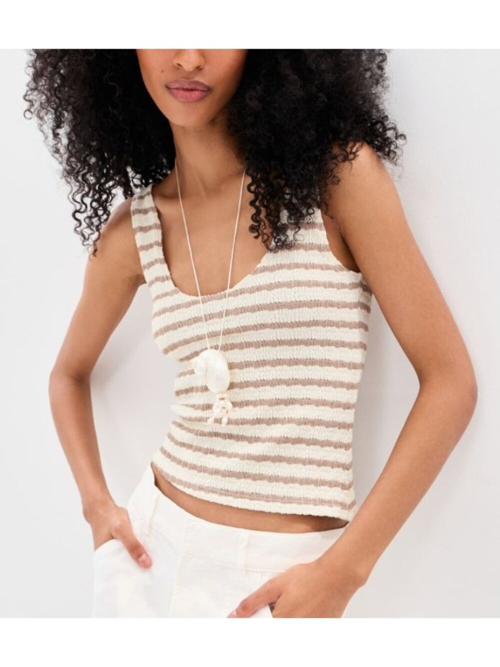 LE BOP Shopbop Louise Cropped Stripe Tank Top Ivory XXS